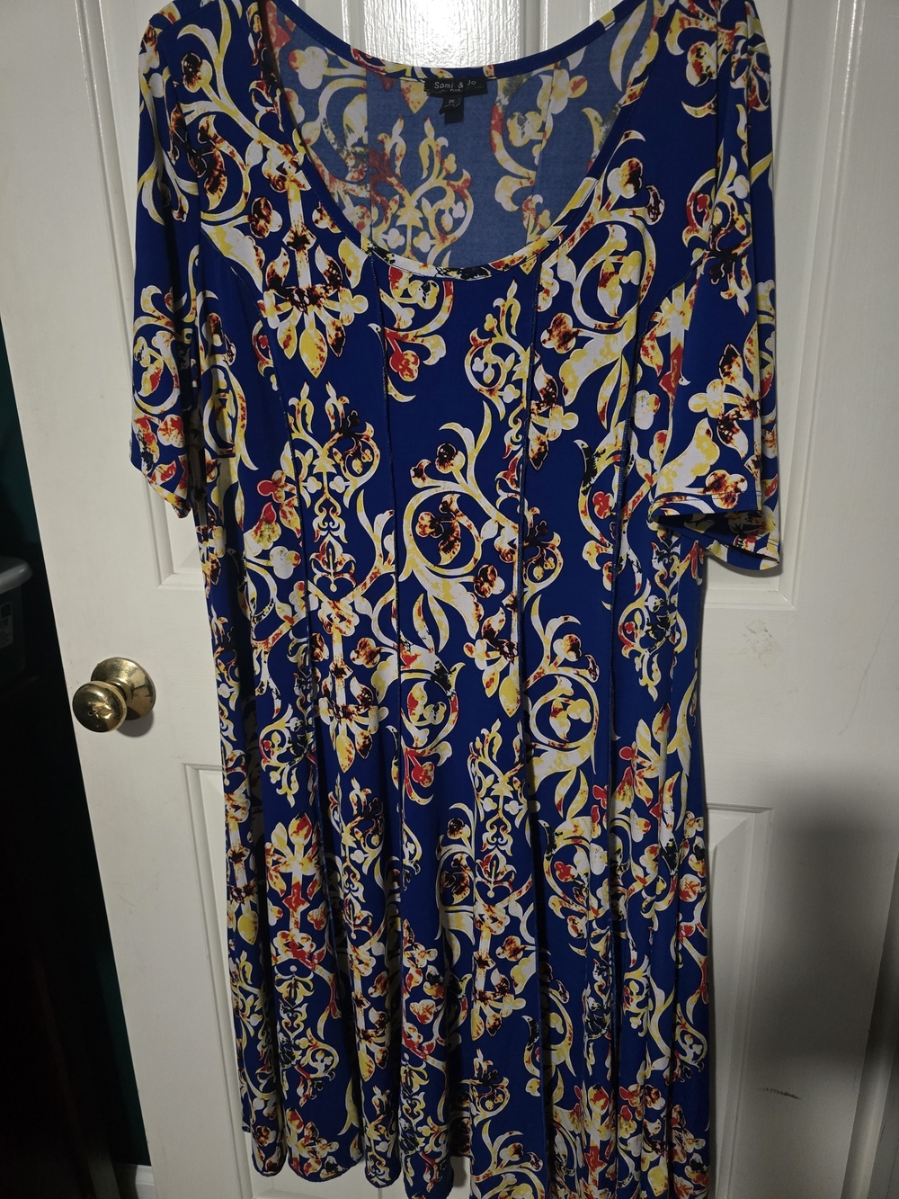 Sami & Jo Blue Floral Scoop-Neck Women’s Dress - Size 2x